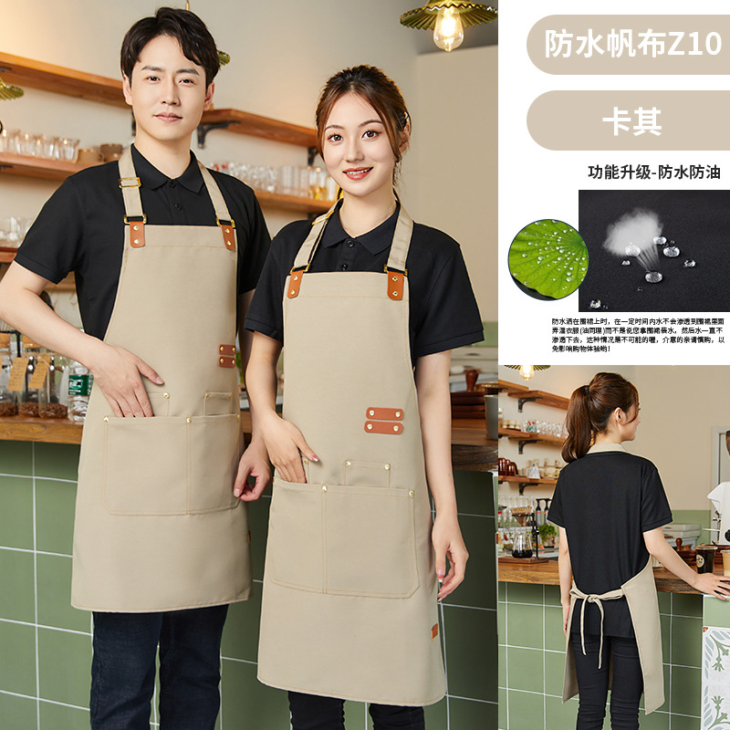 Delantal de lona, logotipo, impresión de catering, tienda de té con leche especial, floristería, tintinera de café, ropa de trabajo impermeable, personalización femenina