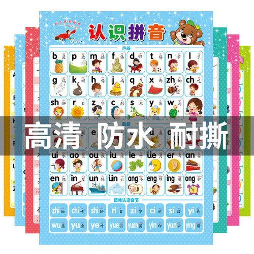 Children's laminated silent hanging map teaching learning wall sticker clear print baby preschool recognition word cards