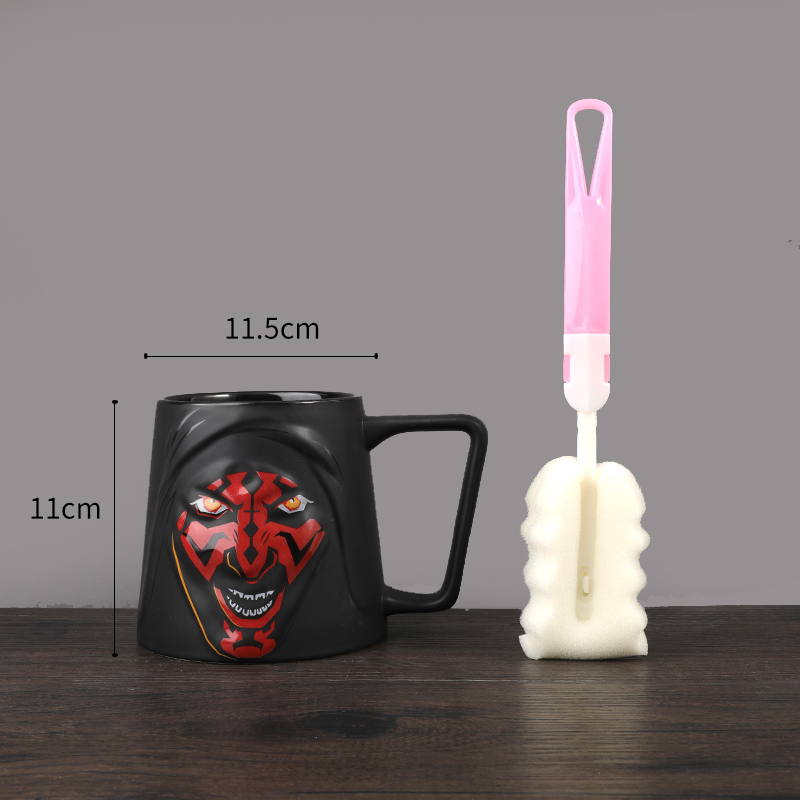 Tendencia creativa transfronteriza taza de gran capacidad con cubierta con cuchara taza de cerámica Star Wars taza de agua