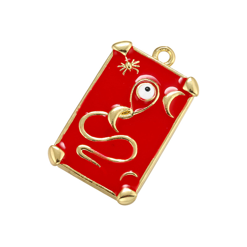 Colorful Oil Necklace Rectangular Drop Oil Eye Pendant Diy Tag European And American Ornament Accessories Vd980 display picture 11