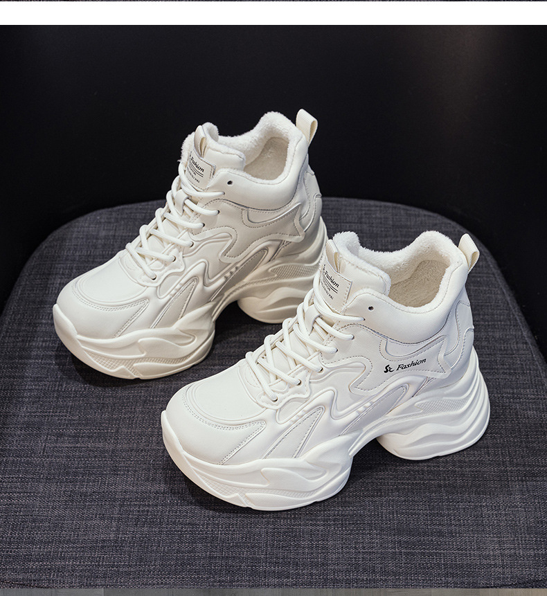 Giày sneaker nữ đế dày tăng chiều cao phong cách thể thao — Đen lót lông 5351-1, Đen lót đơn 5353, Be lót lông 5351-1, Be lót đơn 5351 chi tiết 16