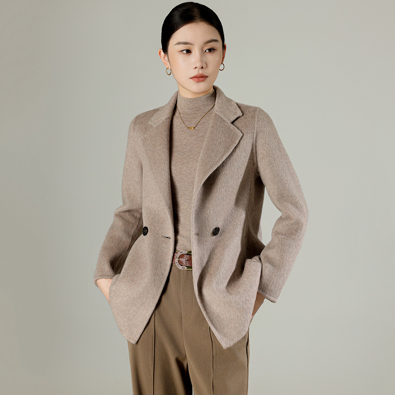 Camel wool double-sided cashmere coat for women, mid-length, 2026 autumn and winter new style, slim fit, high-end, thick woolen coat Camel wool double-sided cashmere coat for women, mid-length, 2026 autumn and winter new style, slim fit, high-end, thick woolen coat