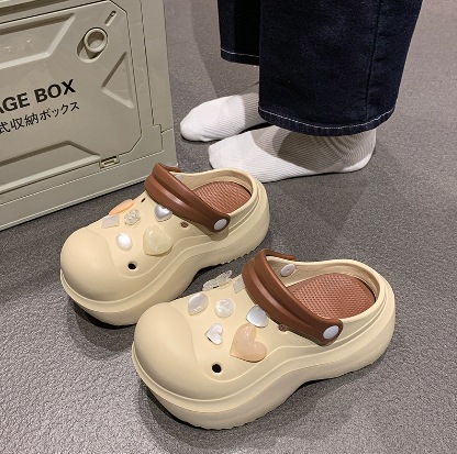 Zapatos con agujeros para mujer verano nueva moda casual zapatos de jardín antideslizantes playa Baotou arrastre transpirable zapatillas de marea de suela gruesa