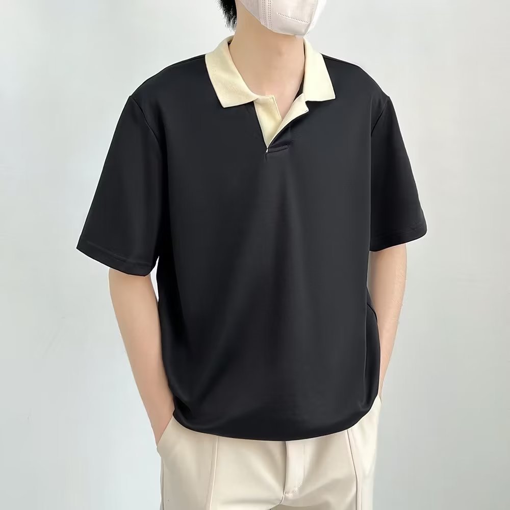 2024 nuevo polo de manga corta con solapa de todo fósforo camiseta de verano de marca de moda para hombres Camiseta de moda delgada de estilo coreano