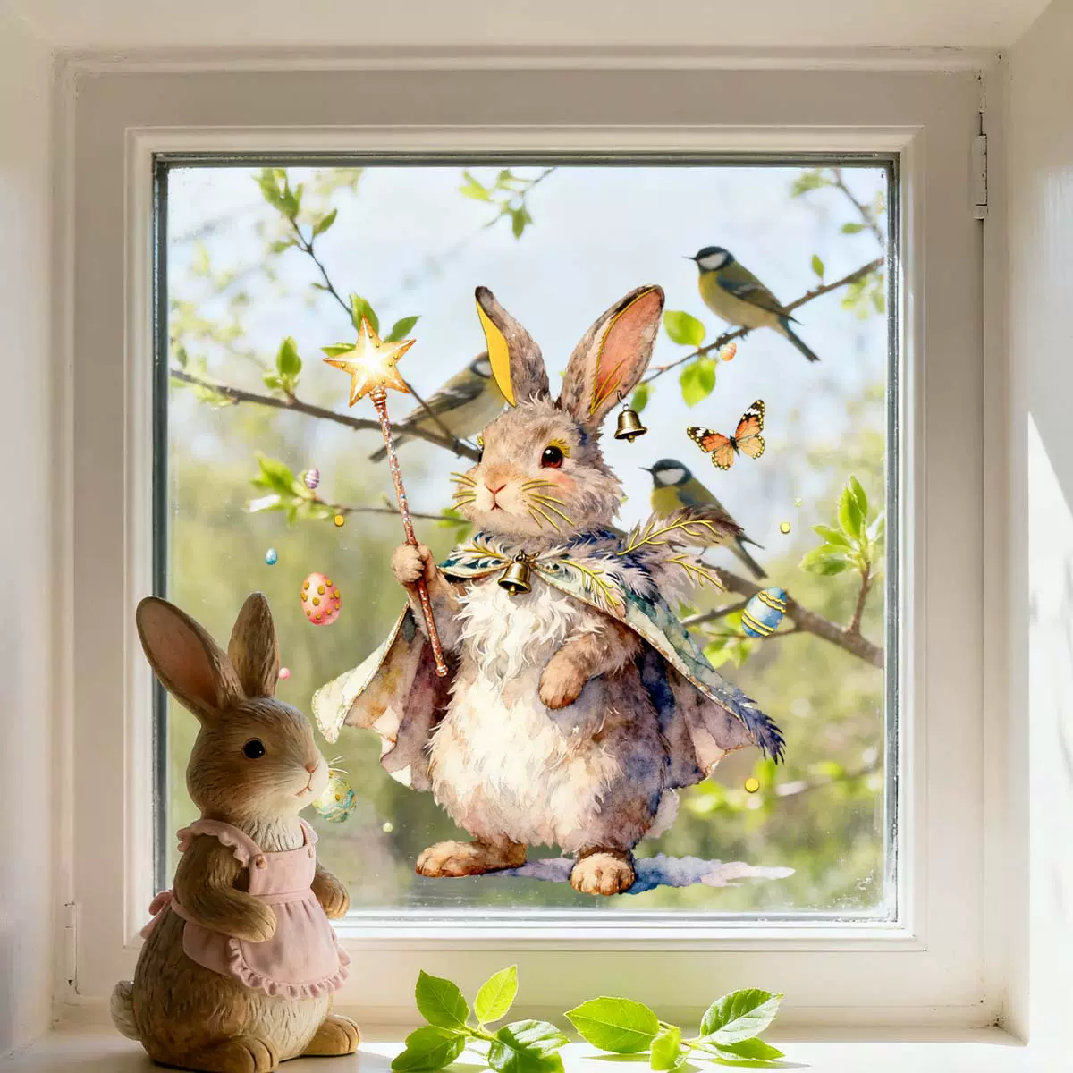 多款创意兔子花卉蝴蝶烫金窗贴卧室客厅节日背景美化装饰墙贴贴画