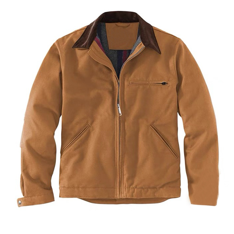 Retro American Men's Cotton Zipper Casual Workwear Cotton