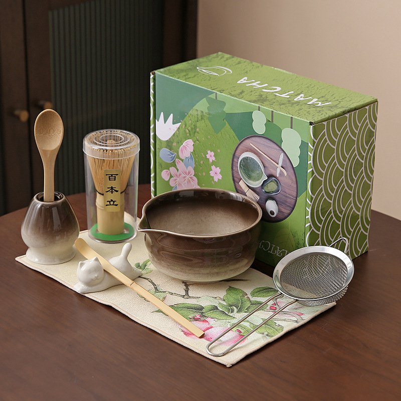 Japonés Matcha tazón Matcha túnica canción té herramientas de pedido taza de té de cerámica taza de té mezclador Matcha cepillo taza de té