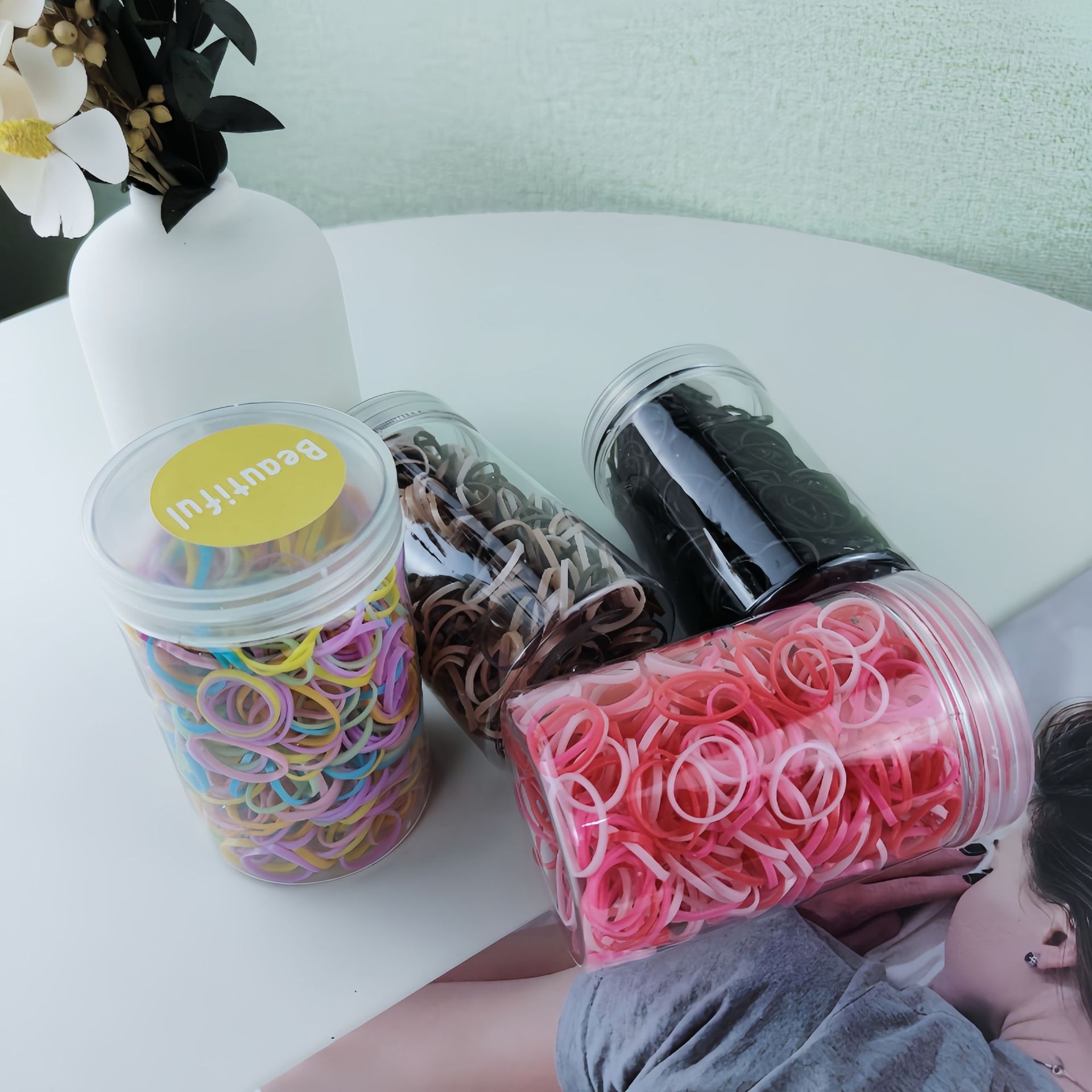 Nuevos niños enlatados desechables banda de goma no lesionar joyas de anillo de cabello accesorios de alta elasticidad trenzada elástica banda de goma de cabello