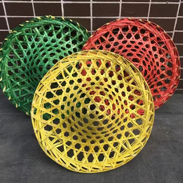 Source Manufacturer Bamboo Woven Colorful Performance Dance Hats with Hollow Designs for Wearing, Ethnic Style Decoration