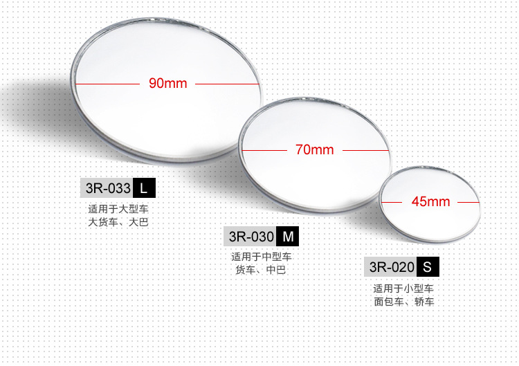 Large Truck, Bus, Car, Passenger Car, Reversing Auxiliary Mirror, Wide-Angle Rearview Mirror, Small Round Mirror, Blind Spot, Convex Mirror