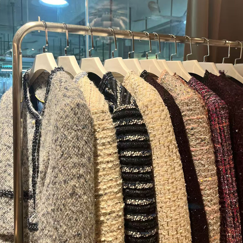 2025 Spring and Autumn Tweed Korean Style Short Jacket Guangzhou Thirteen Lines Clothing Women's Clothing Wholesale Supply