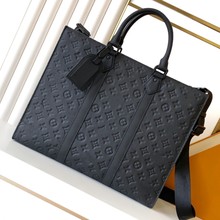 头层牛皮压花手提包男士商务公文包大容量高档时尚斜挎包会议包潮