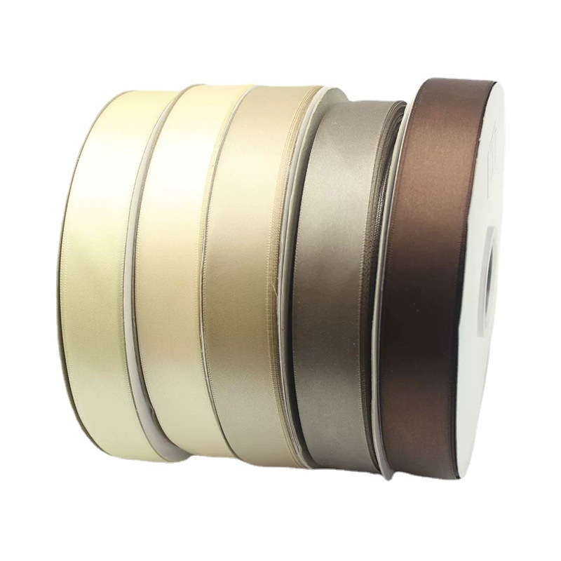 Cinta al por mayor 2,5 cm cinta de poliéster marrón cinta de la flor cinta de embalaje de regalo cinta floral para hornear