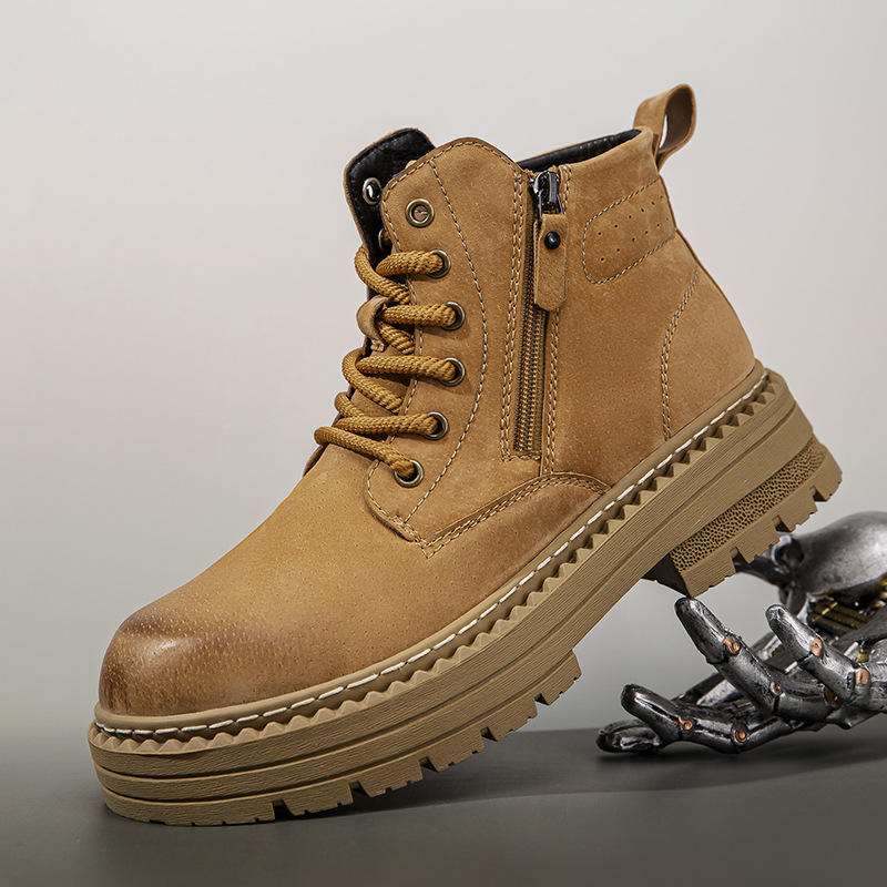 Boots Men's Mid-Top Winter Men's Work Boots 2025 New Thick-Soled High-Top Boots Men's Boots