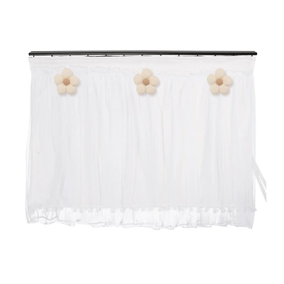 Casual Car Curtain Baby Sun: Car curtains - embedded-corn-grid-double-layer-curtains-white-with-stripes-five-petal-flower-beige