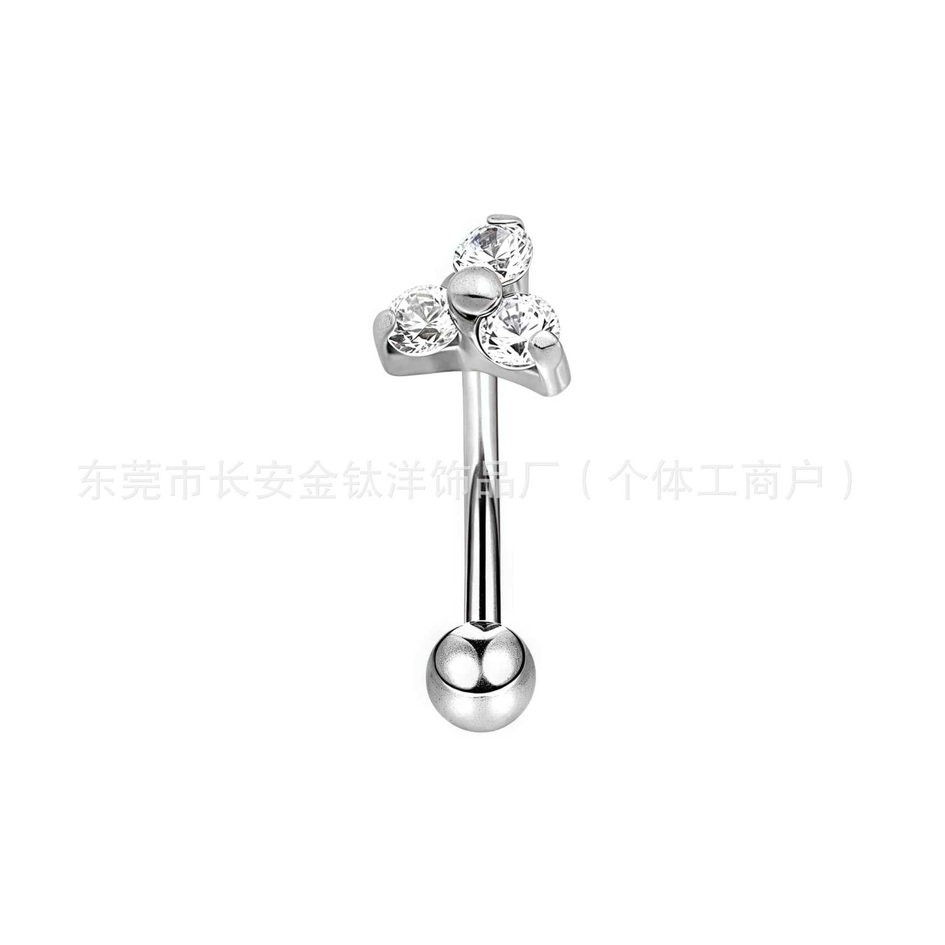 F136 Titanium Triangle Flower Curved Rook Nail Earring - G23 Titanium Alloy Body Piercing Jewelry detail image 7