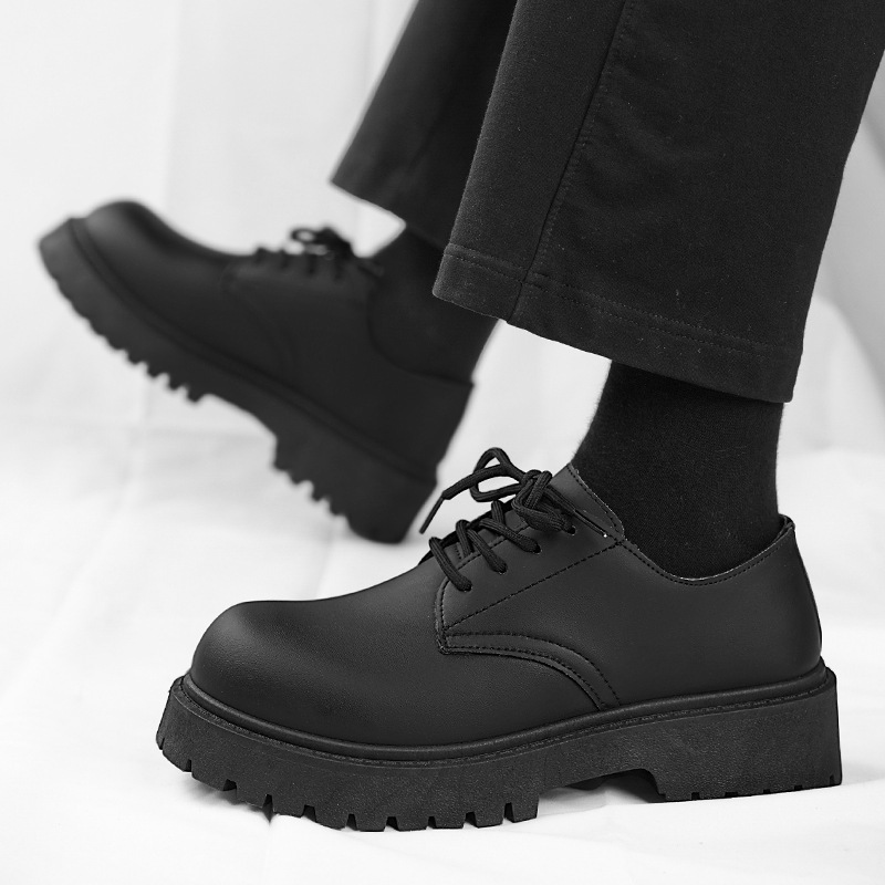 En nombre de los zapatos Derby, nuevos zapatos de cuero de cabeza grande mate de otoño, zapatos de hombre de suela gruesa casuales británicos de nicho, zapatos Martin de moda image 3