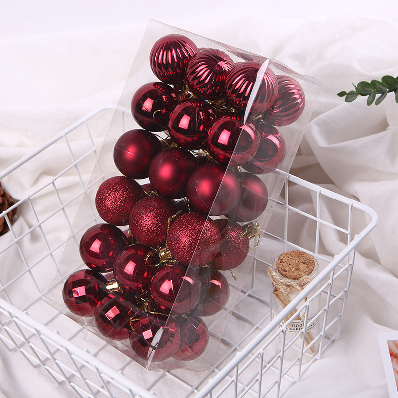 Bolas galvanizadas de plástico 4cm36pcs mini colgante de Navidad artículos navideños coloridos bolas de decoración accesorios de día de San Valentín