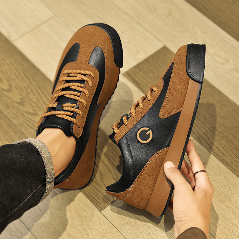 2026 New Men's Shoes, Large Size, Thick-Soled, Trendy, Sporty, Casual, Leather, Non-Slip, Forrest Gump Shoes_vogvips.com