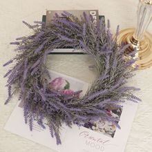 仿真紫色薰衣草花环婚庆礼堂酒店家居装饰品墙挂门挂件厂家批发