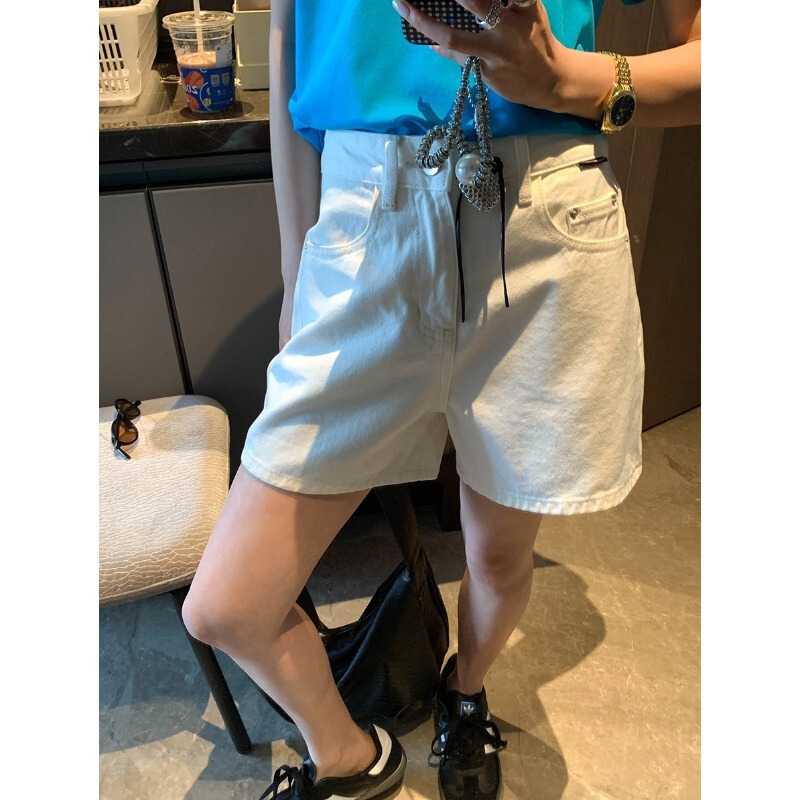 Moqi Summer Long Legs Pear-Shaped Figure High-Waisted Slimming Look Loose Wide-Leg A-Line Denim Shorts Mq0622 Moqi Summer Long Legs Pear-Shaped Figure High-Waisted Slimming Look Loose Wide-Leg A-Line Denim Shorts Mq0622