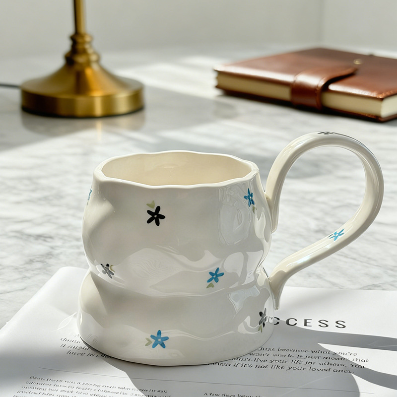 Transfronterizos mano mano pintada golondrina taza de cerámica retró nicho taza de café de desayuno conjunto de plato de taza de té