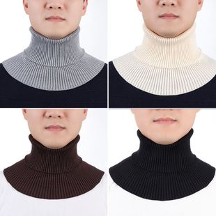 Thickened wool fake collar 2023 new cervical black and white knitted lapel scarf warm all-match collar for men