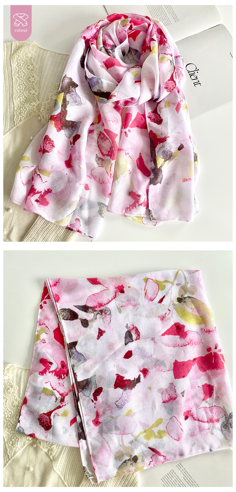 150g Weight Silk Scarf Classification Beach Occasion Polyester Material Printing Pattern Summer, Spring Season Women's Gender Elegant, Vacation Style Women's Elegant Vacation Printing Polyester Silk Scarf 13