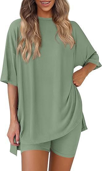 Casual Women's Shorts Set Solid Colour Loose Fit Summer Outfit_voghion.com