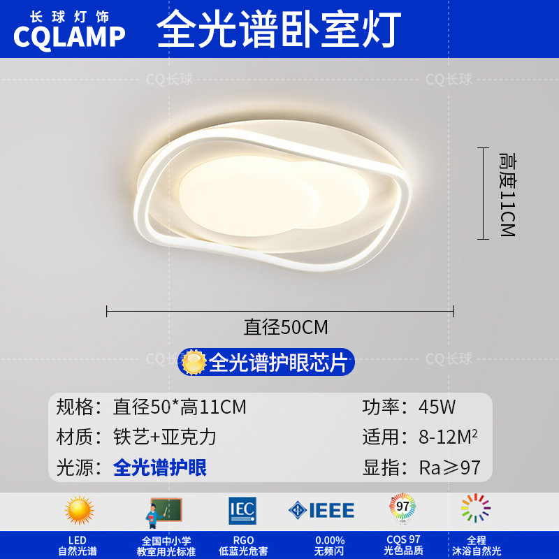 Lámpara de sala de estar, luz principal de atmósfera simple moderna 2024, nueva lámpara de techo de estudio de dormitorio de protección ocular de espectro completo minimalista