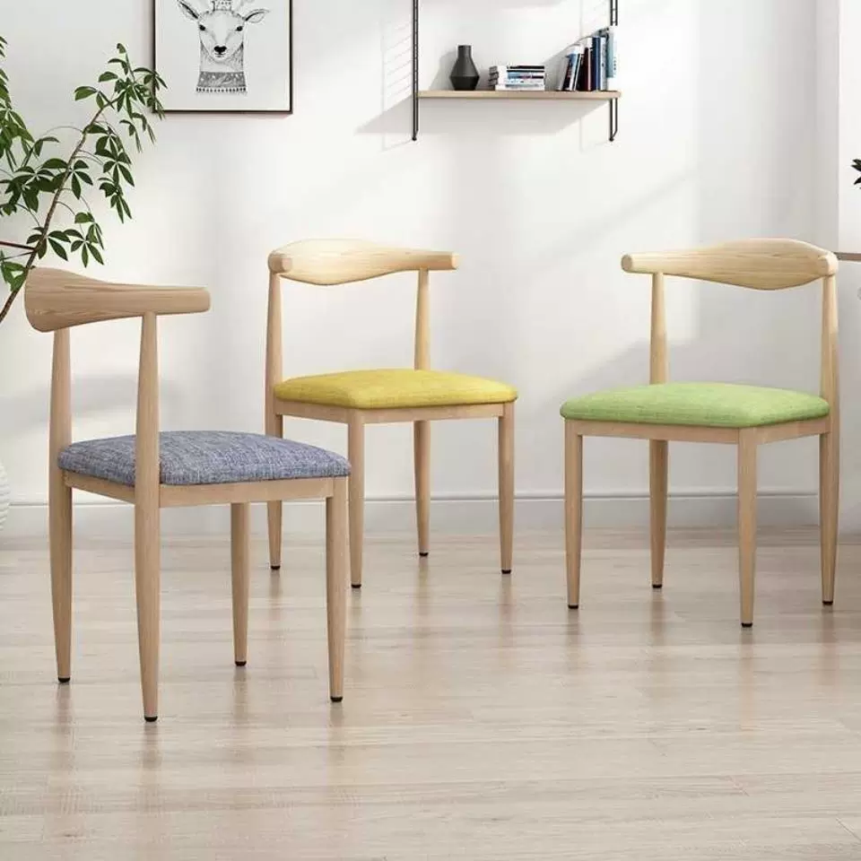 餐椅家用北欧简约现代铁艺牛角椅子快餐酒店小吃店饭店奶茶店凳子