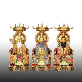 厂家铸造道家三清铜像 彩绘道家三清批发 寺庙供奉铜佛像