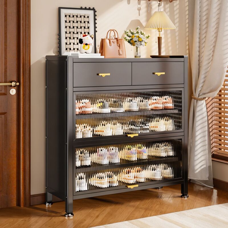 Steel Shoe Cabinet with Drawers for Home Use, Integrated Against the Wall, Large Capacity, Multi-Layer Storage, Dust-Proof Iron Shoe Rack for Entryway Steel Shoe Cabinet with Drawers for Home Use, Integrated Against the Wall, Large Capacity, Multi-Layer Storage, Dust-Proof Iron Shoe Rack for Entryway