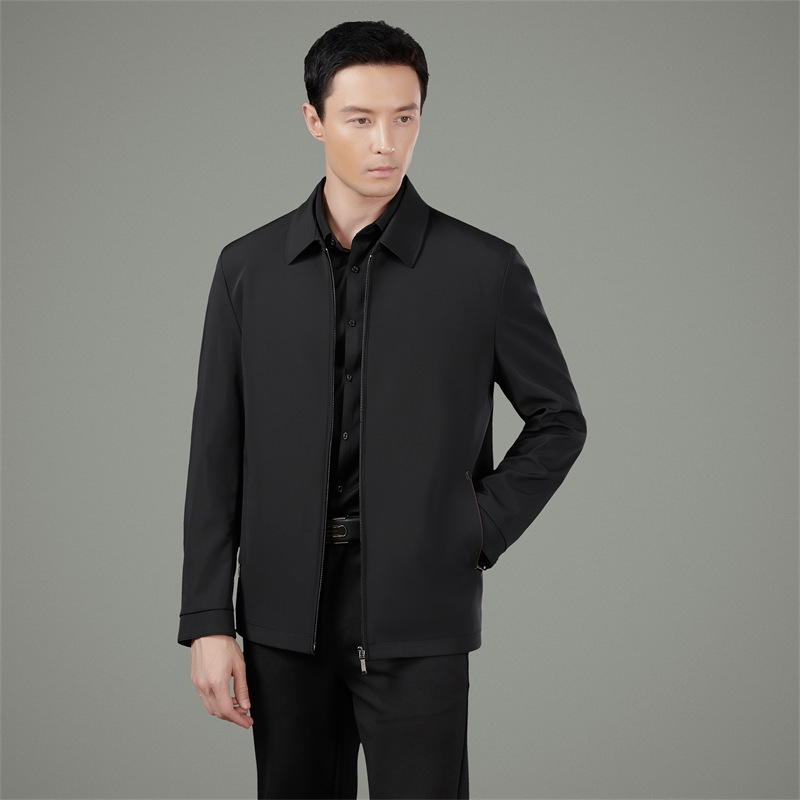 Men's Milk Silk Jacket 2025 Autumn/Winter Business Casual Middle-Aged Civil Servant Men's Jacket Non-Iron Jacket