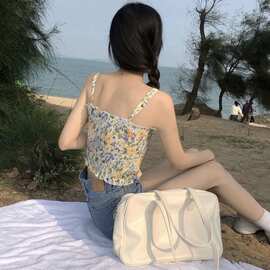 碎花气质百搭吊带女夏季新款短款修身外穿雪纺背心上衣
