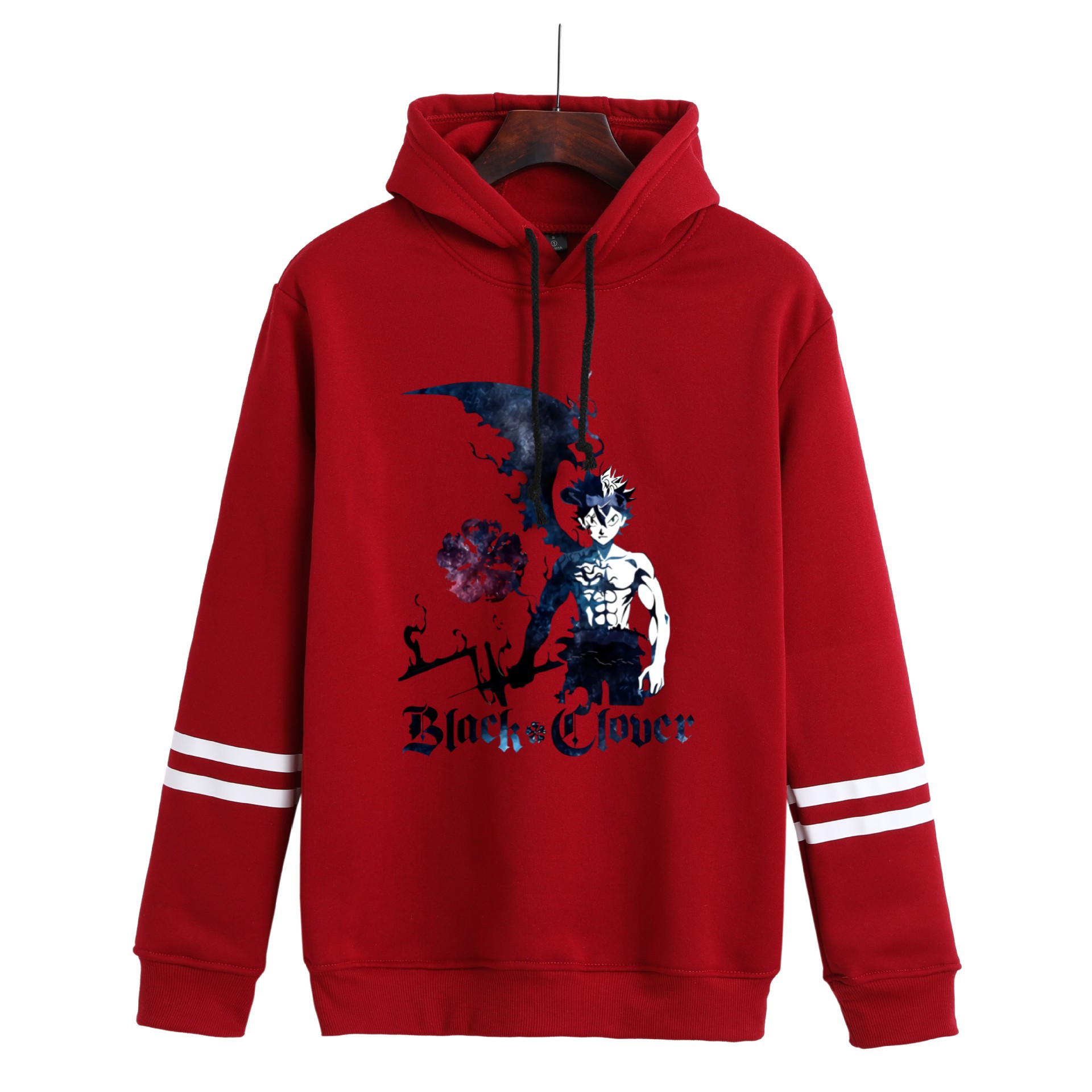 Sudadera con capucha con estampado periférico de trébol de cuatro hojas negro de anime suéter suelto casual transfronterizo