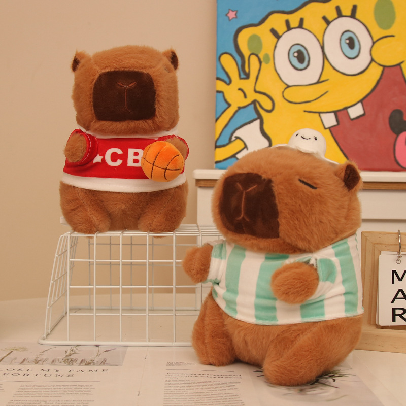 Linda y linda ropa deportiva Kapibara muñeco de peluche capibara regalo de muñeca de agarre de 8 pulgadas