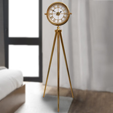 别墅客厅轻奢落地钟豪华立钟美式三脚台钟齿轮转动家居摆件台式钟
