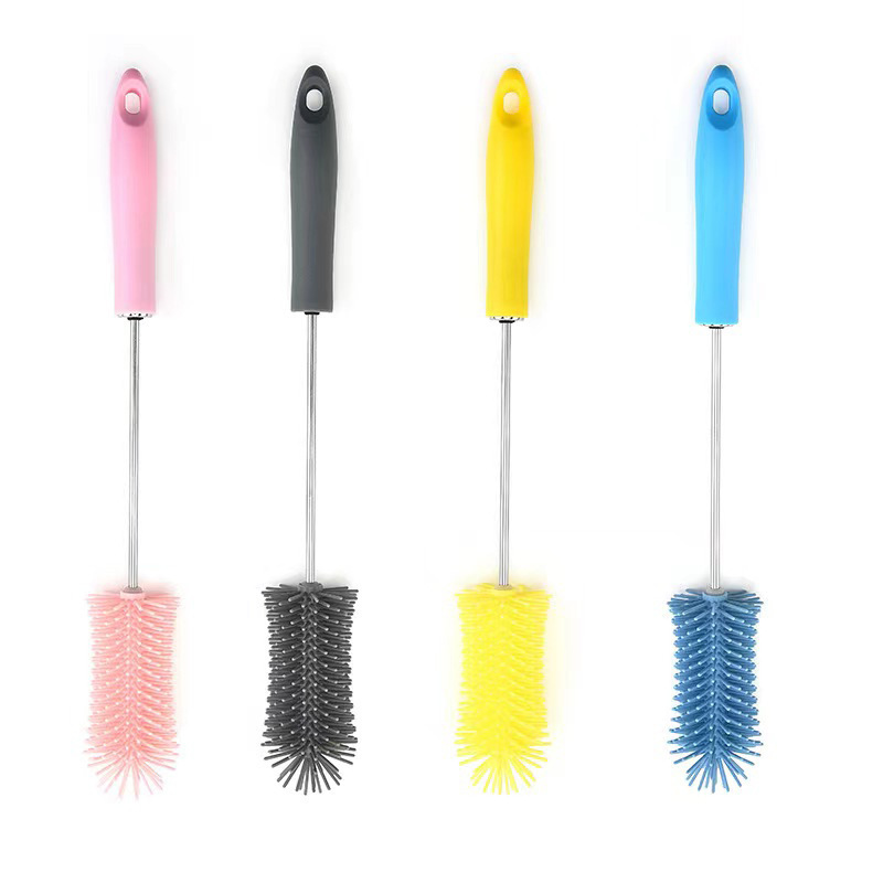 Stainless steel press type semi-automatic cup brush silicone cleaning brush glass silicone brush long handle bottle brush Stainless steel press type semi-automatic cup brush silicone cleaning brush glass silicone brush long handle bottle brush