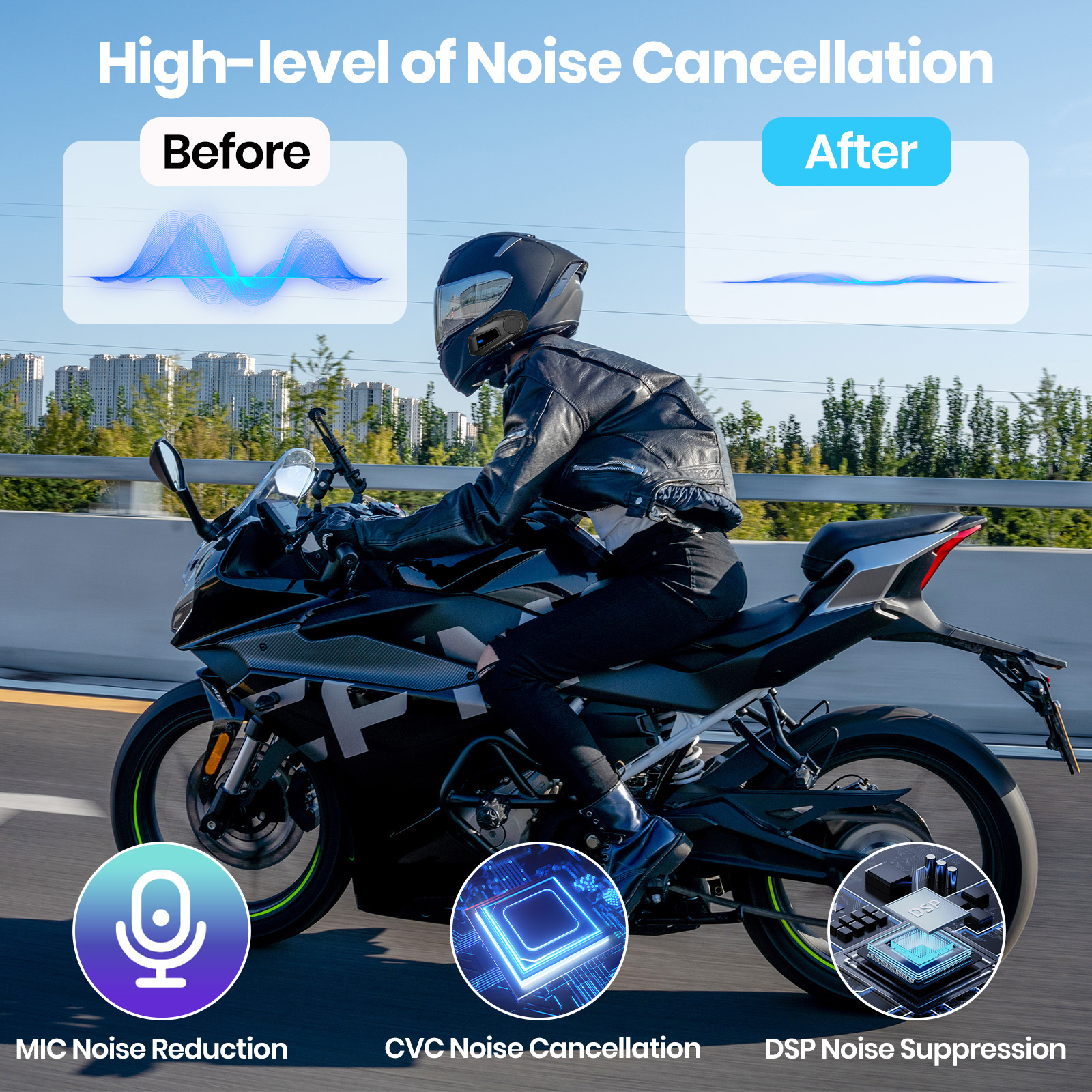 Neutral S6 Helmet Bluetooth Headset Motorcycle Helmet Headset Riding Headset Noise-Canceling Headset 3-Person Intercom