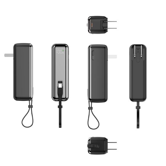 Cross-border digital display AC plating wall plug compact charging treasure 5000 mA 22.5W fast charging mobile power supply