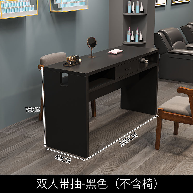 升级夹灯孔复古美甲桌现代简约单双人美甲工作台抽屉收纳双层加厚|undefined