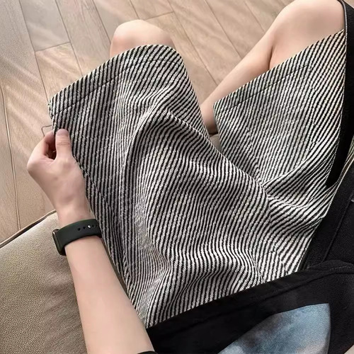 Striped Men's Summer Thin Casual Brand American Leisure Mid Pants High-end Straight Leg Loose Five-Finger Pants