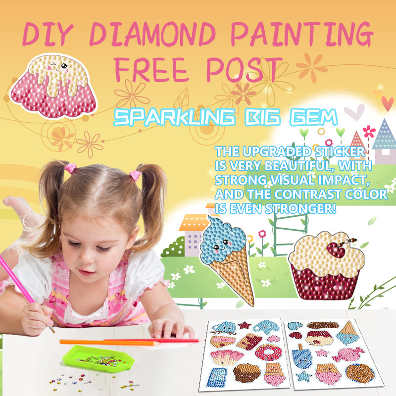 Venta caliente de dibujos animados taza de papel pastel diamante pintura gratis pegatinas DIY pegatinas de pared de ladrillo niños hechos a mano pegatinas redondo diamante