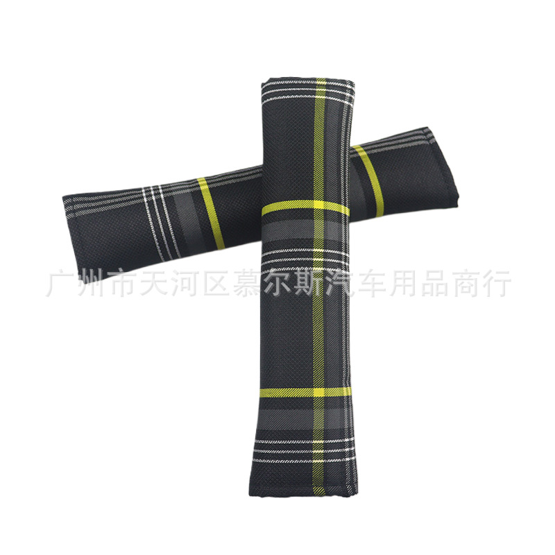 Car Seat Belt Shoulder Pads Car Plaid Shoulder Pads Pair Driving Shoulder Protectors Car Interior Accessories Set