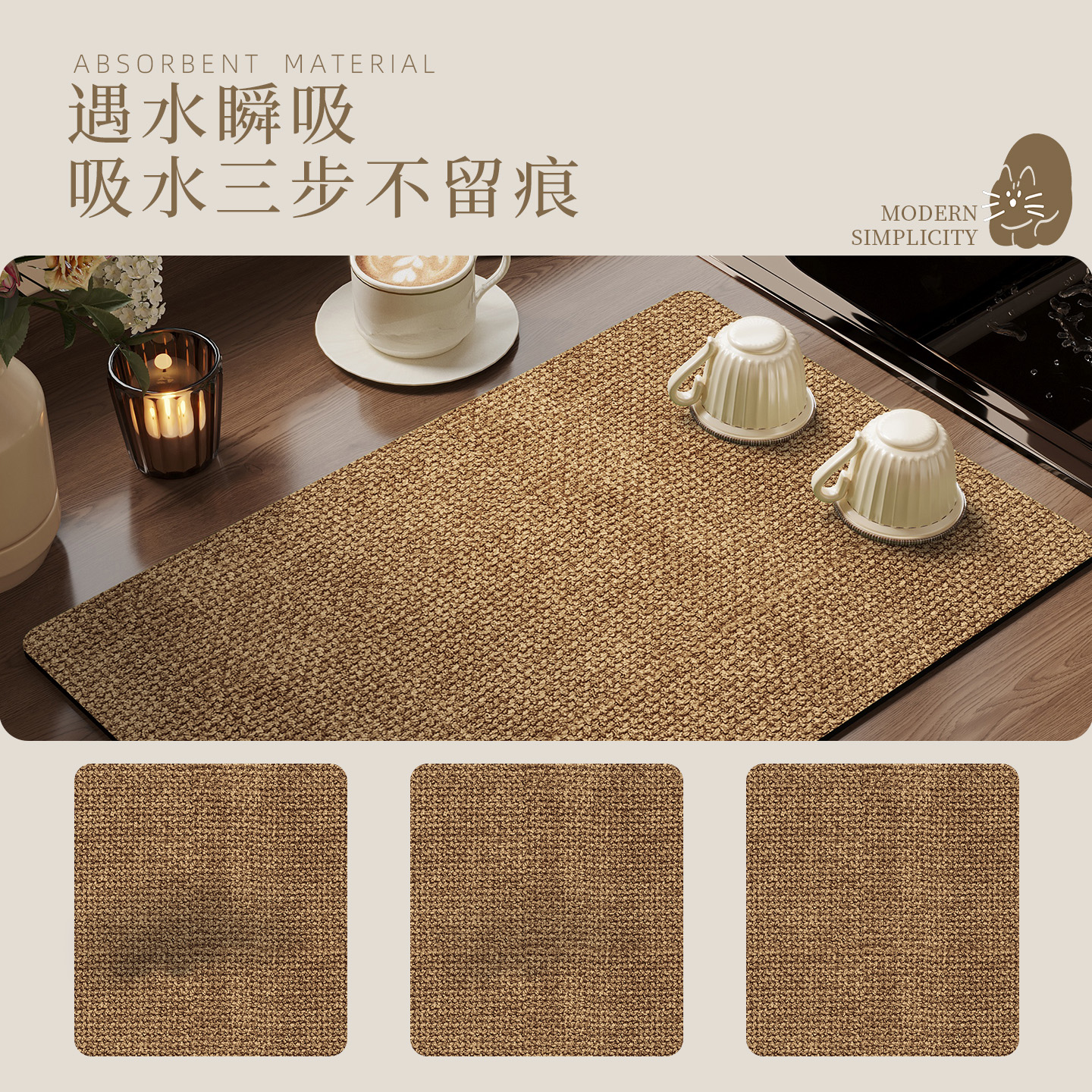 cocina drenaje de agua de cocina de barro de algas de absorción de agua de encimera secado rápido esterilla antideslizante lavabo anti-spillado ajustable cojín de taza especial