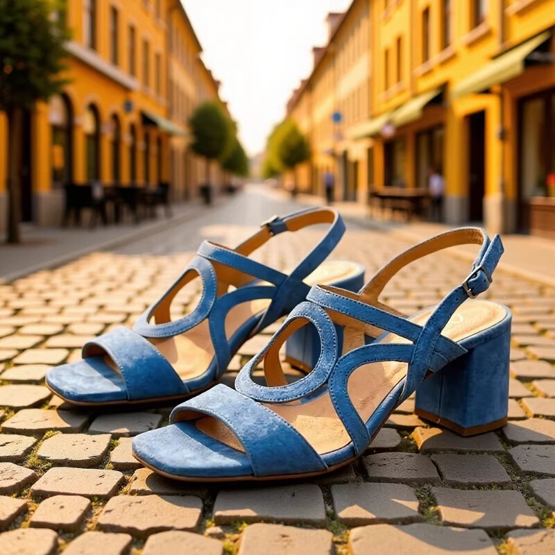 2026 New Summer Foreign Trade European and American Style Suede High Heel Hollow Out 34-43 Large Size Buckle Strap Women's Sandals 2026 New Summer Foreign Trade European and American Style Suede High Heel Hollow Out 34-43 Large Size Buckle Strap Women's Sandals
