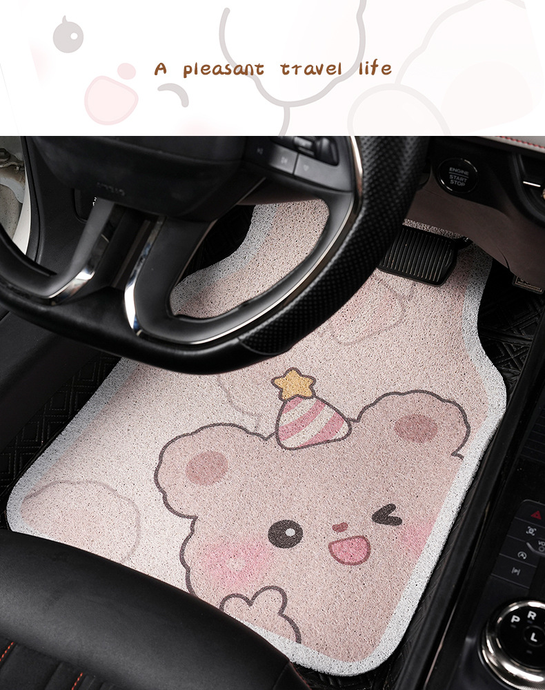 Blue Rain Silk Circle Car Floor Mats Cute Cartoon Car Wear-Resistant Easy Care Protective Mat Single Piece Car Floor Mats Wholesale
