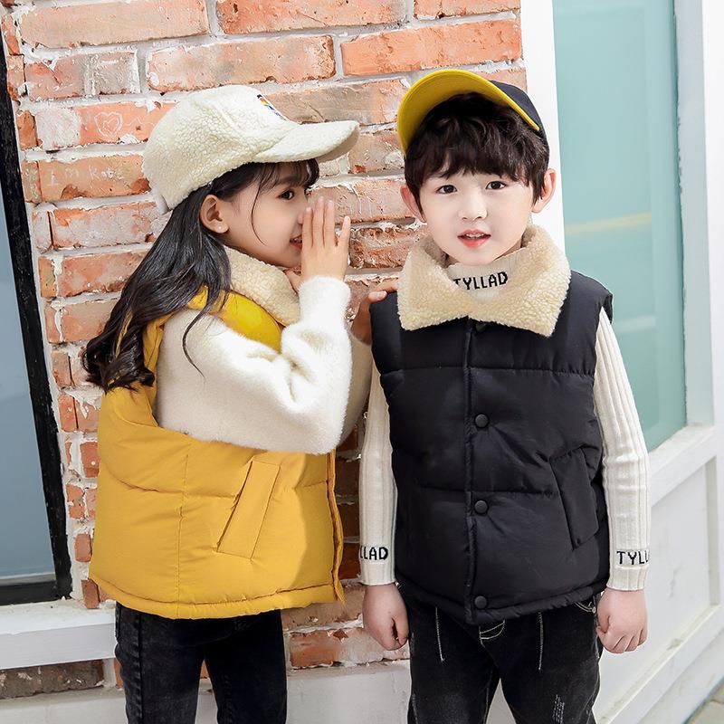 Vellón forrado de lana engrosada ~ de los niños abajo Chaleco de algodón bereber estilo coreano bebé niña chaleco