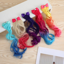 新款跨境渐变假发发夹女童可爱蝴蝶结发夹饰品派对演出表演发饰
